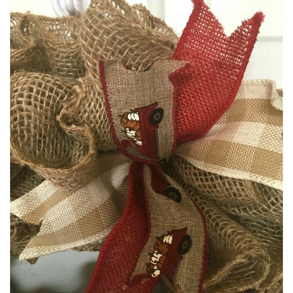 Fall Wreath Burlap Farmhouse Rustic Truck Welcome Sign Handmade